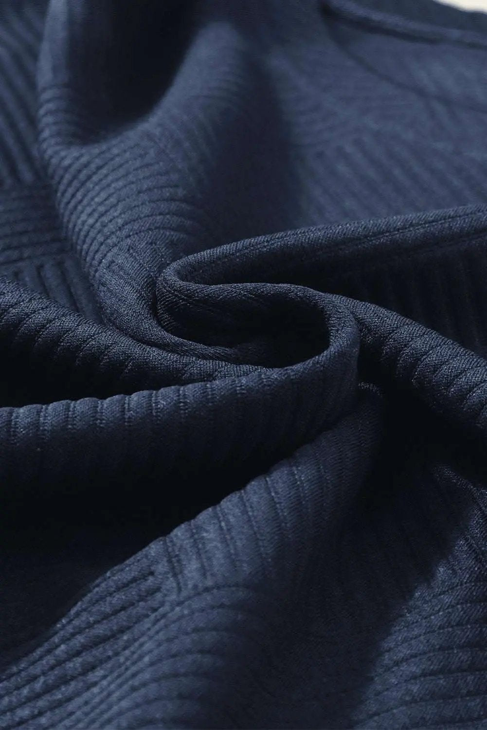 Navy Blue Textured Loose Fit T Shirt and Drawstring Pants Set - Love Salve